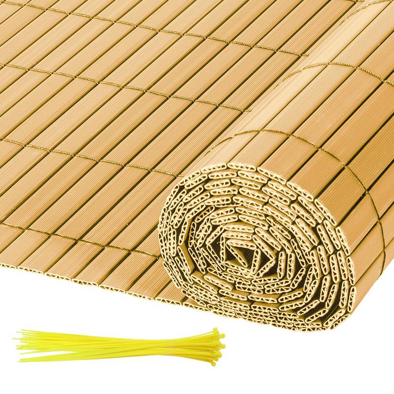 PVC Sichtschutzzaun Sichtschutzmatte Gartenzaun Sichtschutz Windschutz für Balkon &Terrasse, Bambus 100x400cm