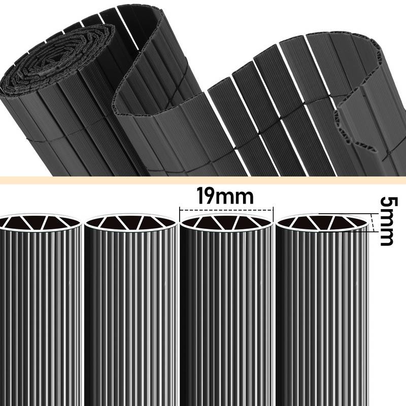 PVC Sichtschutzzaun Sichtschutzmatte Gartenzaun Sichtschutz Windschutz für Balkon &Terrasse, Grau 160x400cm
