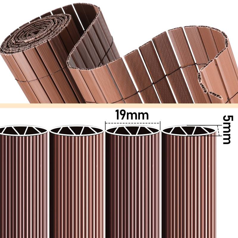 PVC Sichtschutzmatte Sichtschutzzaun Sichtschutz für Zaun Balkon braun 160x300cm Stabile W-Form