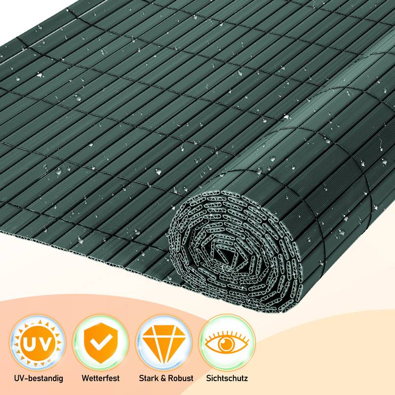 PVC Sichtschutzzaun Sichtschutzmatte Gartenzaun Sichtschutz Windschutz für Balkon &Terrasse, Grün 180x400cm