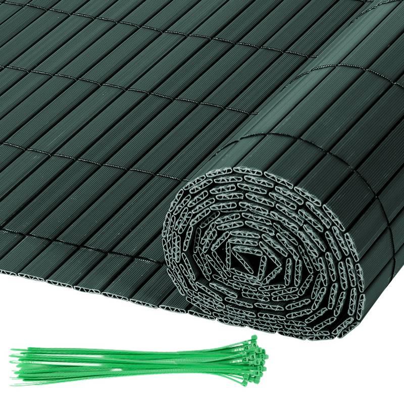 PVC Sichtschutzzaun Sichtschutzmatte Gartenzaun Sichtschutz Windschutz für Balkon &Terrasse, Grün 140x300cm