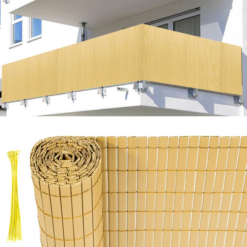 PVC Sichtschutzmatte UV-Schutz Sichtschutzzaun Balkon Terrasse Windschutz Sichtschutz Outdoor Balkonverkleidung Wetterfest für Balkon Garten Markise