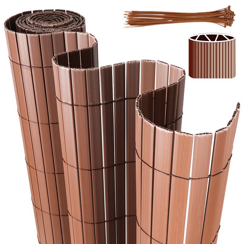 PVC Sichtschutzmatte Sichtschutzzaun Sichtschutz für Zaun Balkon braun 160x300cm Stabile W-Form