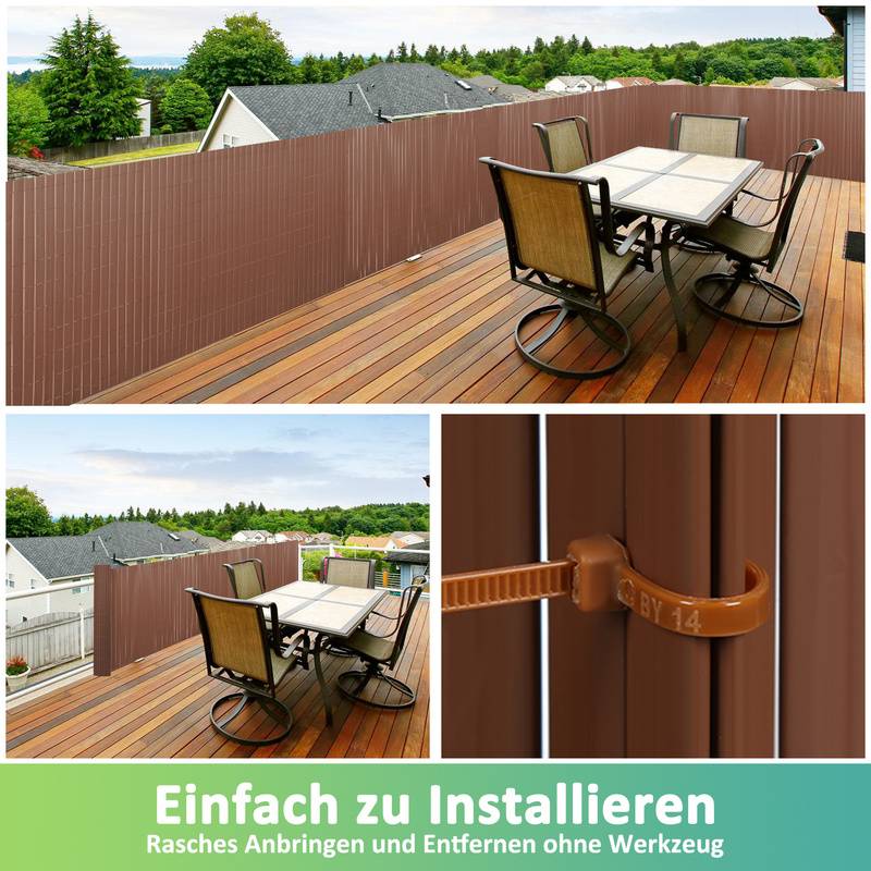 PVC Sichtschutzmatte Sichtschutzzaun Sichtschutz für Zaun Garten Wetterfest Braun 140x900cm