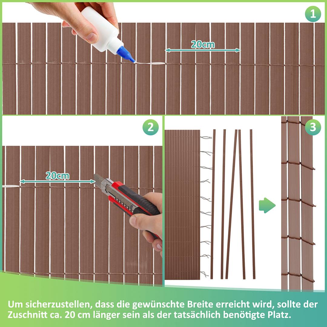 PVC Sichtschutzmatte Sichtschutzzaun Sichtschutz für Zaun Garten Wetterfest Braun 140x400cm