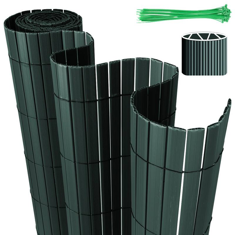 PVC Sichtschutzmatte Sichtschutzzaun Sichtschutz für Zaun Balkon Grün 160x400cm Stabile W-Form