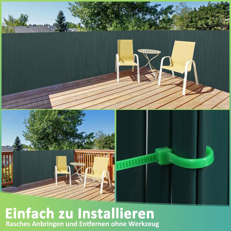PVC Sichtschutzmatte Sichtschutzzaun Sichtschutz für Zaun Garten Wetterfest Grün 90x700cm