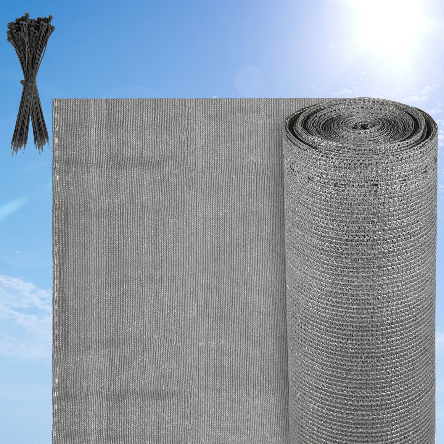 Garten-Sichtschutz Zaunblende HDPE-Zaunblende Sichtschutz 1.8*20m grau