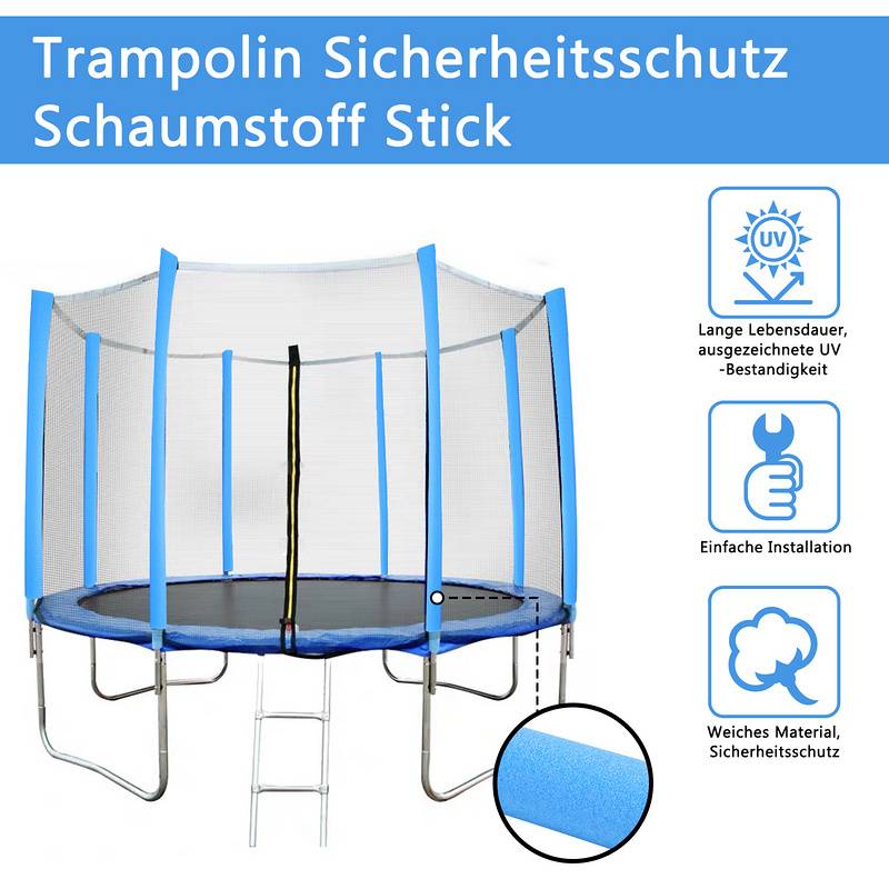 16 Stück Schaumstoff-Trampolin-Hüllen – Ersatz-Trampolin-Schutzstange aus Schaumstoff – glatte Trampolin-Sicherheits-Schaumstoff-Schutzstange f
