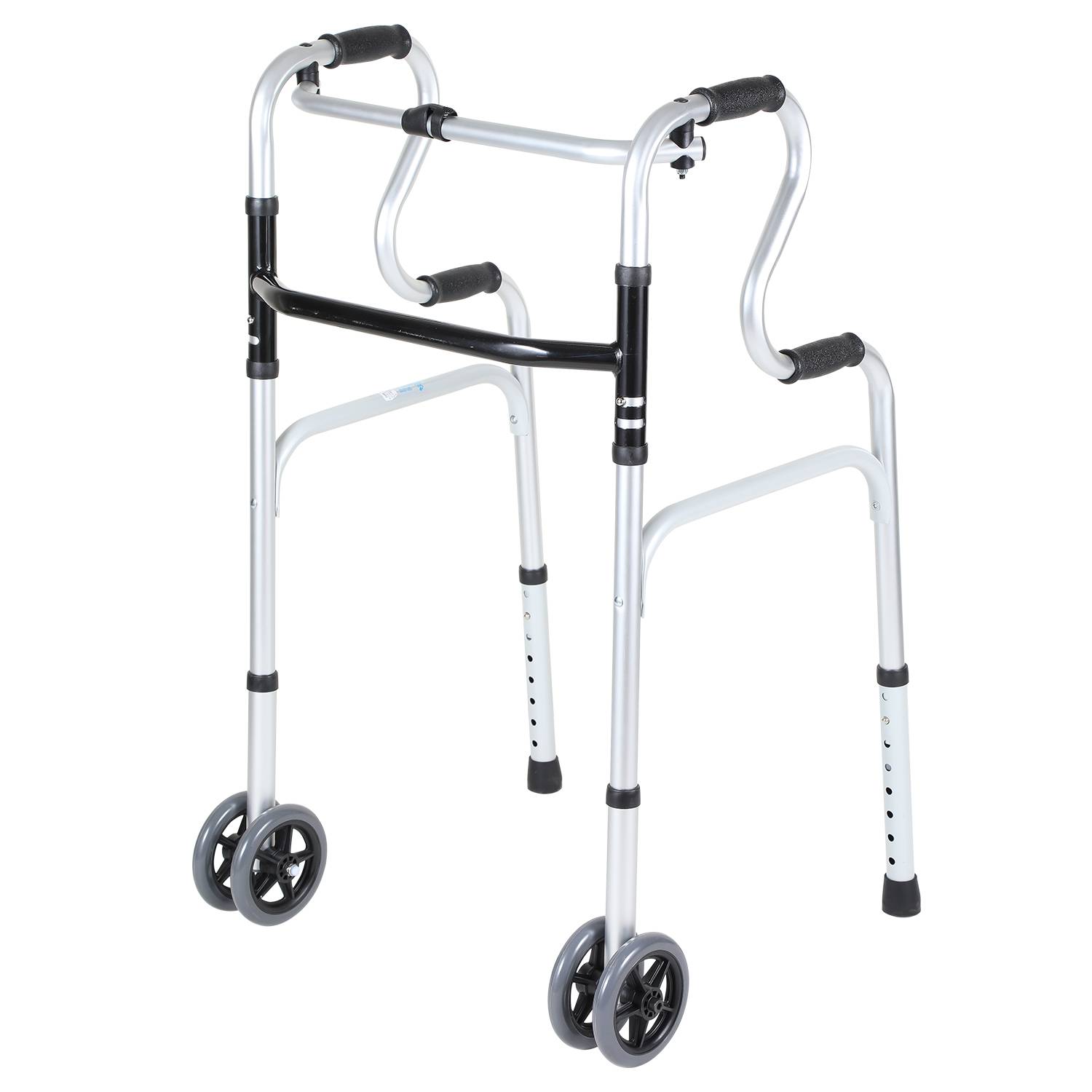Rollator Gehhilfe faltbar, Leichtgewicht Laufhilfe, aus Aluminium bis 180 kg, Höhenverstellbar