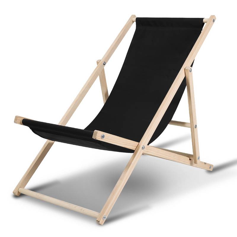 Liegestuhl Camping Relaxliege Klappbar Holz Gemühtlicher klappliege Sonnenstuhl Holz schwarz