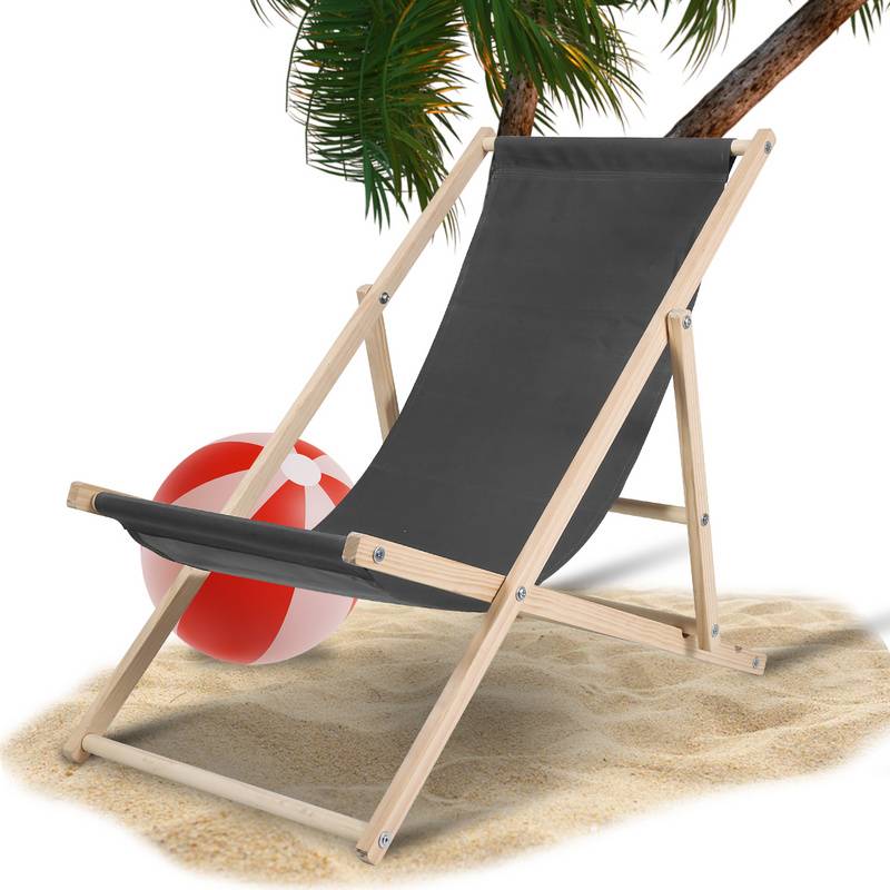 Liegestuhl Camping Relaxliege Klappbar Holz Gemühtlicher klappliege Sonnenstuhl Holz Grau