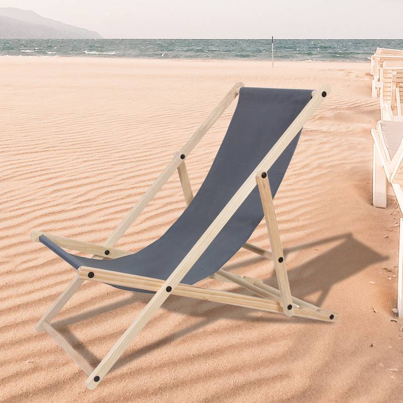 Liegestuhl Strandliege Sonnenliege Gartenliege Holz Liege Holzstrandliege120kg Grau 2 Stück
