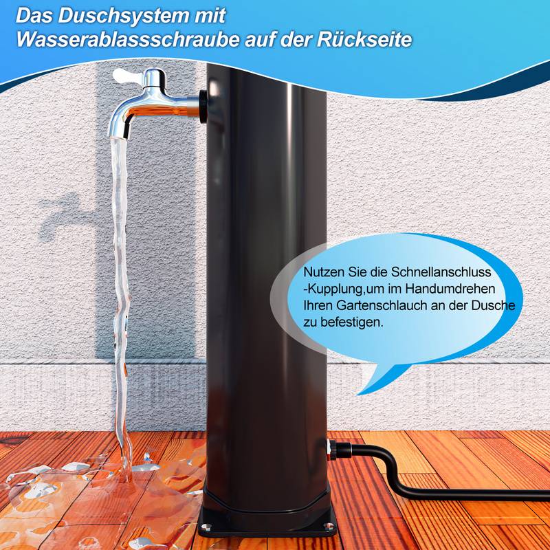 Solardusche Outdoor Dusche Pooldusche für den Garten Außendusche 40L Mit Handbrause Mit Schutzhülle Schwarz