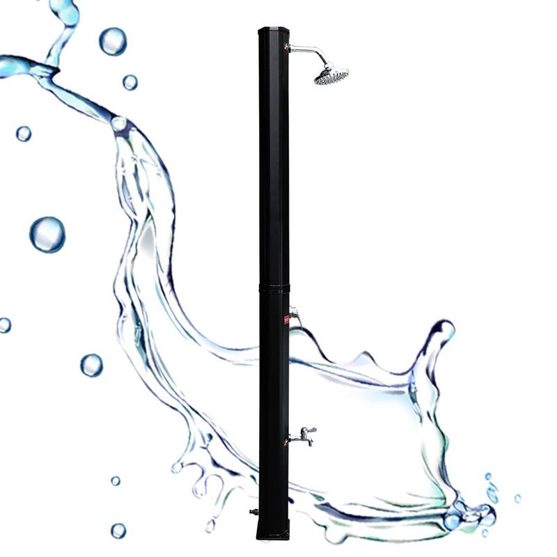 Solardusche runder Duschkopf Outdoor Dusche bis 60°C Einstellbare Temperatur inkl. Montagematerial Pooldusche für den Garten 35L Mit Schutzhülle sc