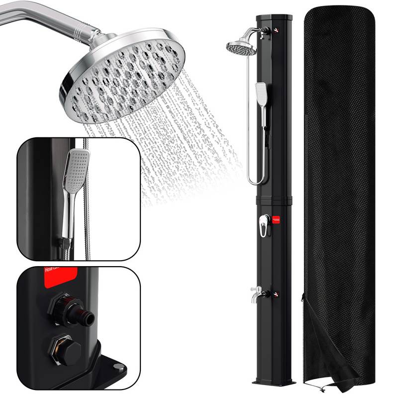 Solardusche Einstellbare Temperatur bis 60°C Einstellbare Temperatur Campingdusche Outdoor schwenkbarer Duschkopf Für Terrassen 60L Mit Handbrause