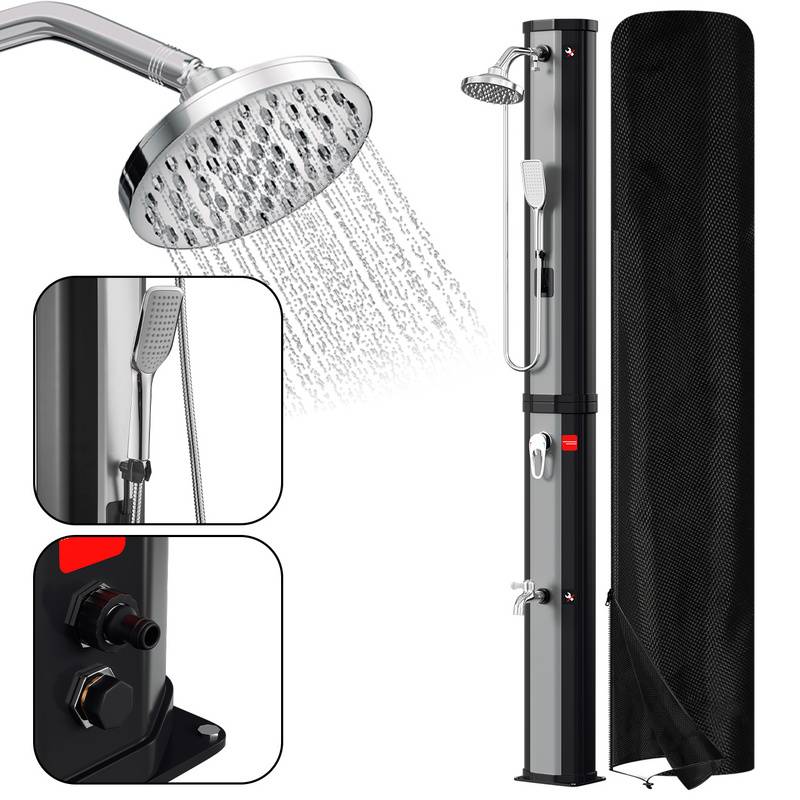 Solardusche Einstellbare Temperatur bis 60°C Einstellbare Temperatur Campingdusche Outdoor schwenkbarer Duschkopf Für Terrassen 60L Mit Handbrause