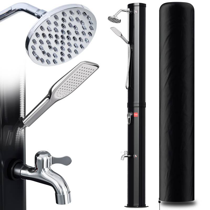 Solardusche Outdoor Dusche Pooldusche für den Garten Außendusche 40L Mit Handbrause Mit Schutzhülle Schwarz