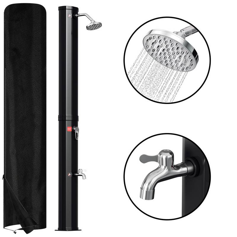 Solardusche mit integriertem runder Duschkopf Fußdusche Montagematerial 35L (mit Schutzabdeckung)