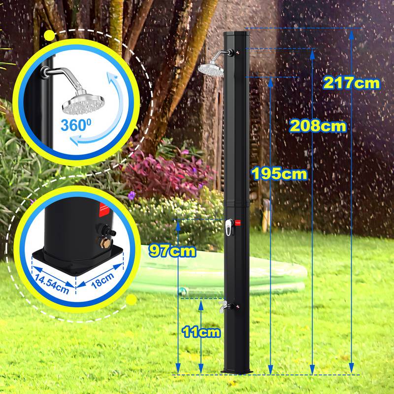 Solardusche 35L mit Schutzabdeckung Dusche Pooldusche Solar Gartendusche Deluxe Festival Outdoor
