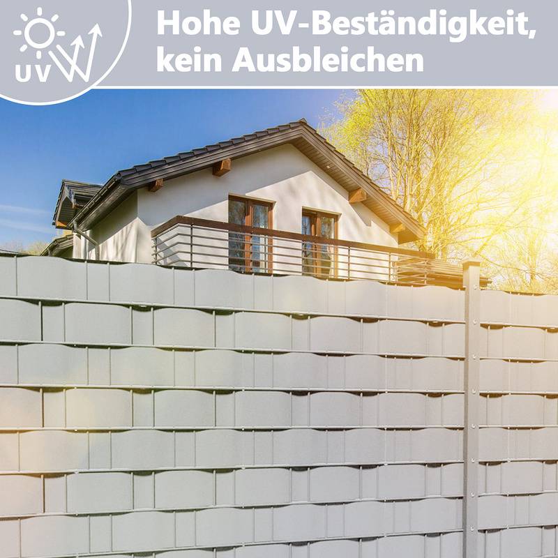 Sichtschutzstreifen PVC Doppelstabmatten Zaun Windschutz 2 Rollen á 50m x 19cm Grau