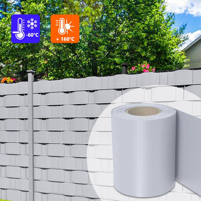 Sichtschutzstreifen PVC Doppelstabmatten Zaun Windschutz 2 Rollen á 70m x 19cm Grau