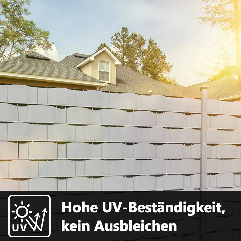 Sichtschutzstreifen Zaun Folie Blickdicht Dick PVC Doppelseitiger Reflexionsarm Sonnenschutz Sichtschutzfolie 4 Rollen á 50m x 19cm Grau