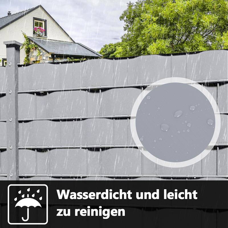 Sichtschutzstreifen Zaun Folie Blickdicht Dick PVC Doppelseitiger Reflexionsarm Sonnenschutz Sichtschutzfolie 4 Rollen á 50m x 19cm Grau