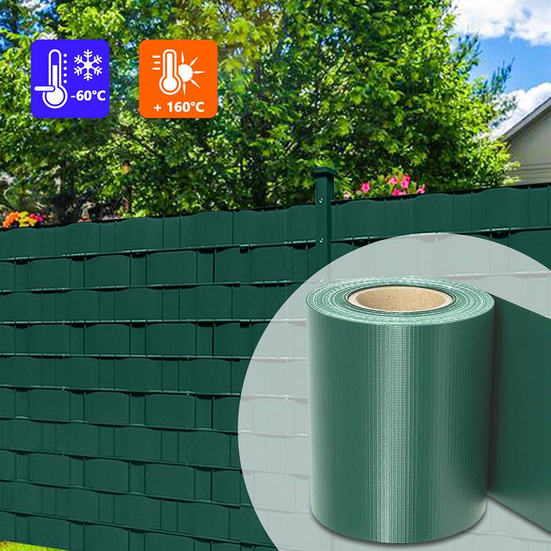 Sichtschutzstreifen Zaun Folie Blickdicht Dick PVC Doppelseitiger Reflexionsarm Sonnenschutz Sichtschutzfolie 8 Rollen á 50m x 19cm Grün