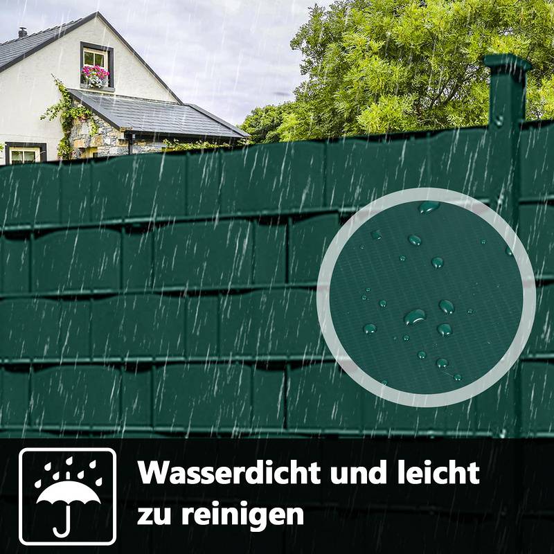 Sichtschutzstreifen Zaun Folie Blickdicht Dick PVC Doppelseitiger Reflexionsarm Sonnenschutz Sichtschutzfolie 6 Rollen á 70m x 19cm Grün