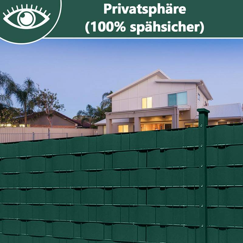 Sichtschutzstreifen Zaun Folie Blickdicht Dick PVC Doppelseitiger Reflexionsarm Sonnenschutz Sichtschutzfolie 8 Rollen á 35m x 19cm Grün