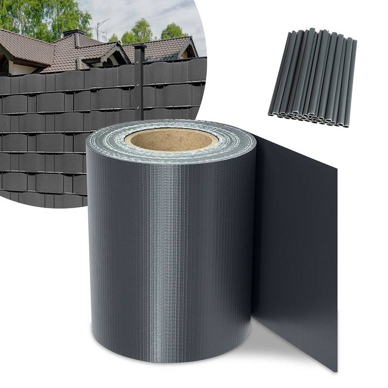 Sichtschutzstreifen Zaun Folie Blickdicht Dick PVC Doppelseitiger Reflexionsarm Sonnenschutz Sichtschutzfolie 70m x 19cm Anthrazit