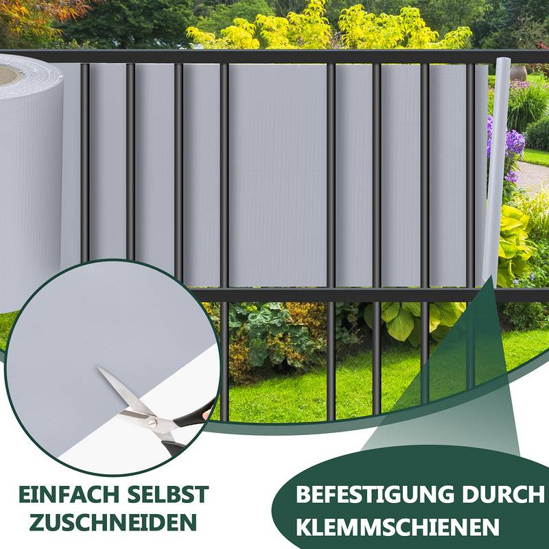 Sichtschutzstreifen Zaun Folie Blickdicht Dick PVC Doppelseitiger Reflexionsarm Sonnenschutz Sichtschutzfolie 4 Rollen á 70m x 19cm Grau
