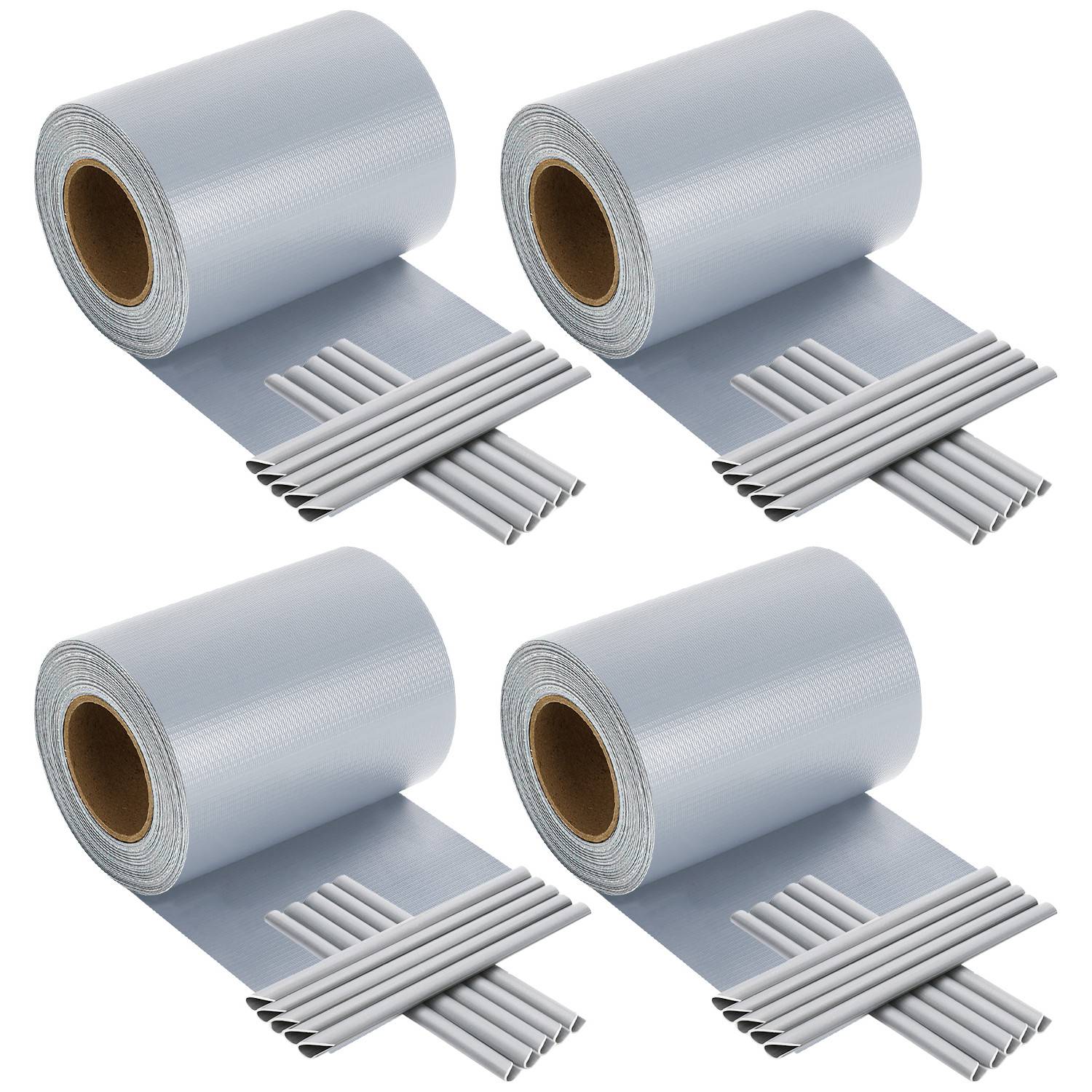 Sichtschutzstreifen Zaun Folie Blickdicht Dick PVC Doppelseitiger Reflexionsarm Sonnenschutz Sichtschutzfolie 8 Rollen á 50m x 19cm Grau