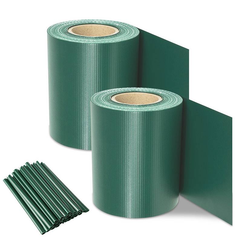Sichtschutzstreifen Verschiedene Doppelstabmatten PVC Zaun Folie Gartenzaun Reflexionsarm mit Clips 2 Rollen á 70m x 19cm Grün