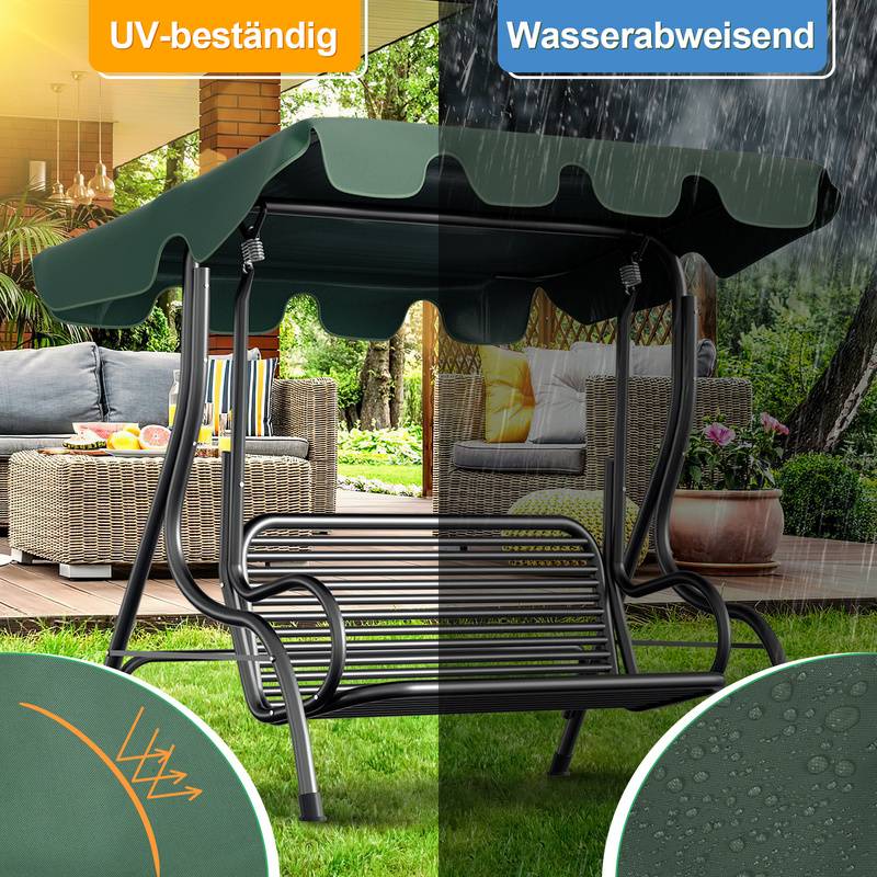Sonnendach ersatzdach Garten Baldachin Hollywoodschaukel Sonnenschirm Ersatzbezug UV-Schutz Plane Grün 210x145cm