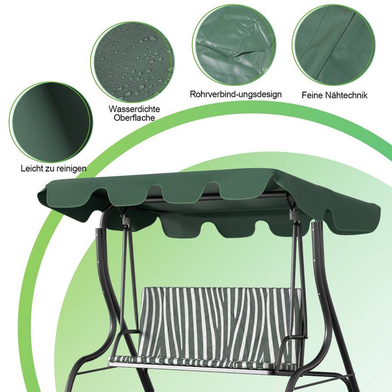 Sonnendach ersatzdach Garten Baldachin Hollywoodschaukel Sonnenschirm Ersatzbezug UV-Schutz Plane Grün 210x145cm