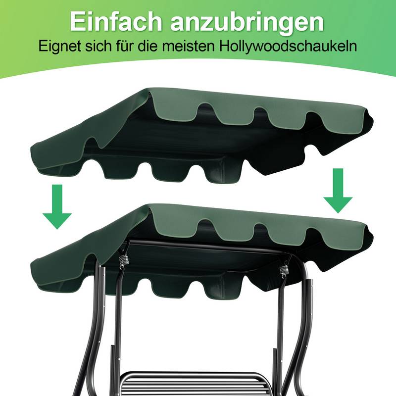 Sonnendach ersatzdach Garten Baldachin Hollywoodschaukel Sonnenschirm Ersatzbezug UV-Schutz Plane Grün 210x145cm