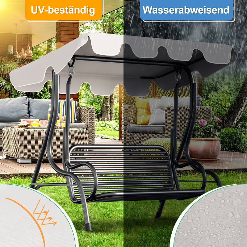 Sonnendach ersatzdach Garten Baldachin Hollywoodschaukel Sonnenschirm Ersatzbezug UV-Schutz Plane Beige 210x145cm