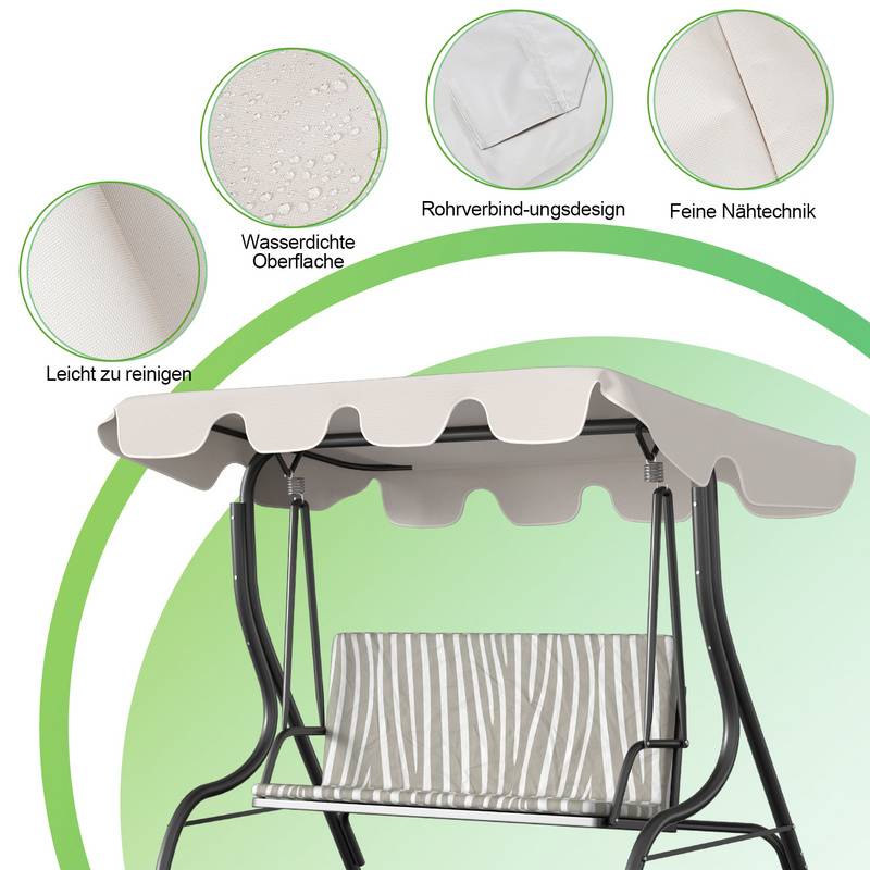 Sonnendach ersatzdach Garten Baldachin Hollywoodschaukel Sonnenschirm Ersatzbezug UV-Schutz Plane Beige 210x145cm