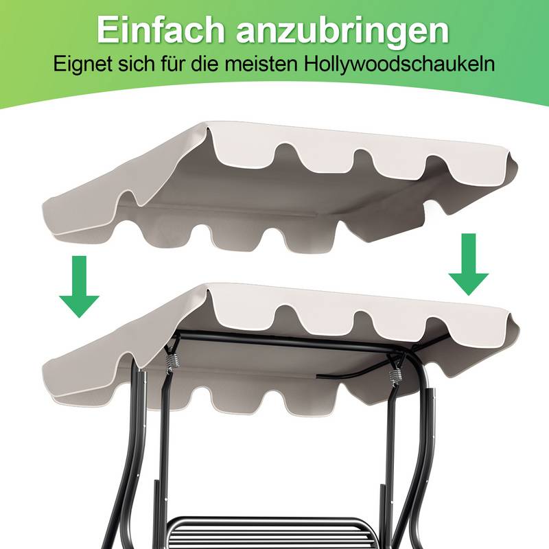 Sonnendach ersatzdach Garten Baldachin Hollywoodschaukel Sonnenschirm Ersatzbezug UV-Schutz Plane Beige 210x145cm