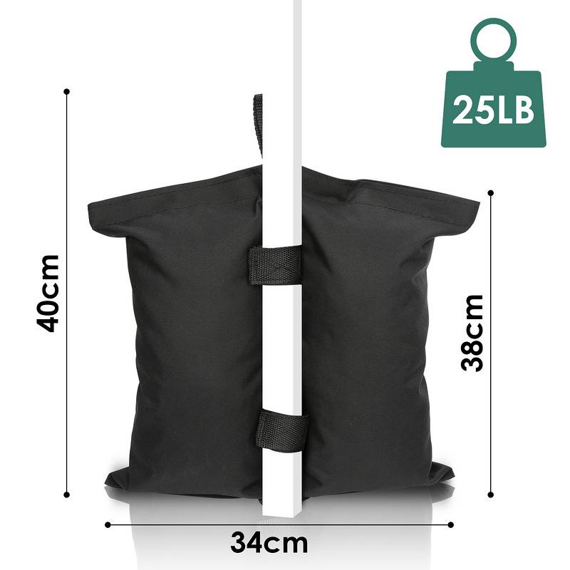 4X Pavillon Sandsäcke Pavillon Gewichte 4er Set in schwarz – mit Sand, Splitt, Kies etc. befüllbar Füllvolumen pro Stück ca. 11.5 kg robust Wate