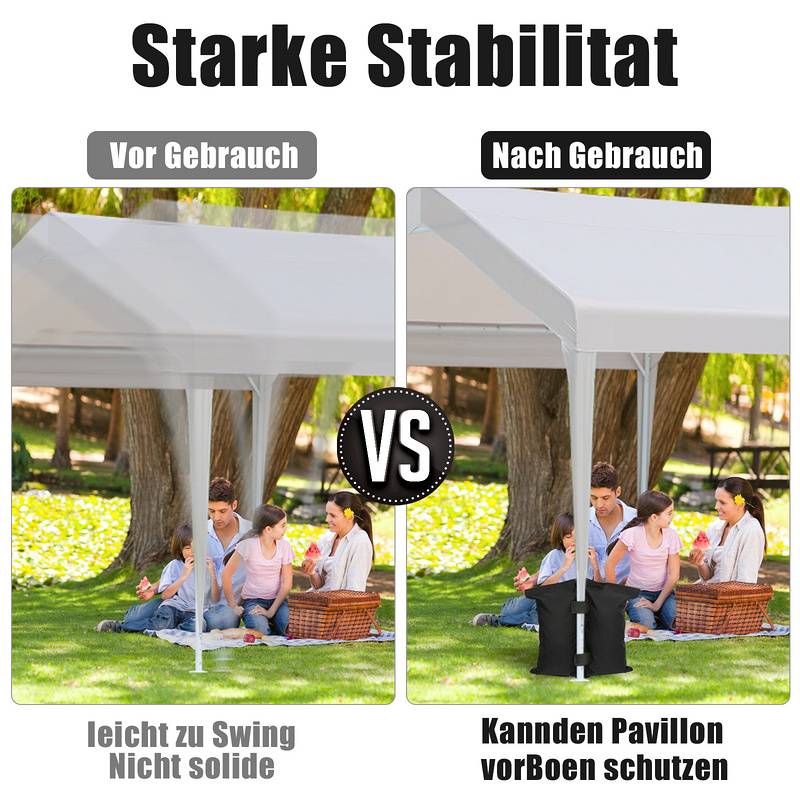 4X Pavillon Sandsäcke Pavillon Gewichte 4er Set in schwarz – mit Sand, Splitt, Kies etc. befüllbar Füllvolumen pro Stück ca. 11.5 kg robust Wate