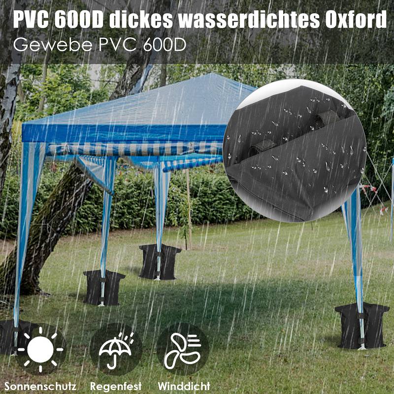 4X Pavillon Sandsäcke Outdoor-Sandsack Pavillon Gewichte 4er Set in schwarz – mit Sand, Splitt, Kies etc. befüllbar Füllvolumen pro Stück ca. 11