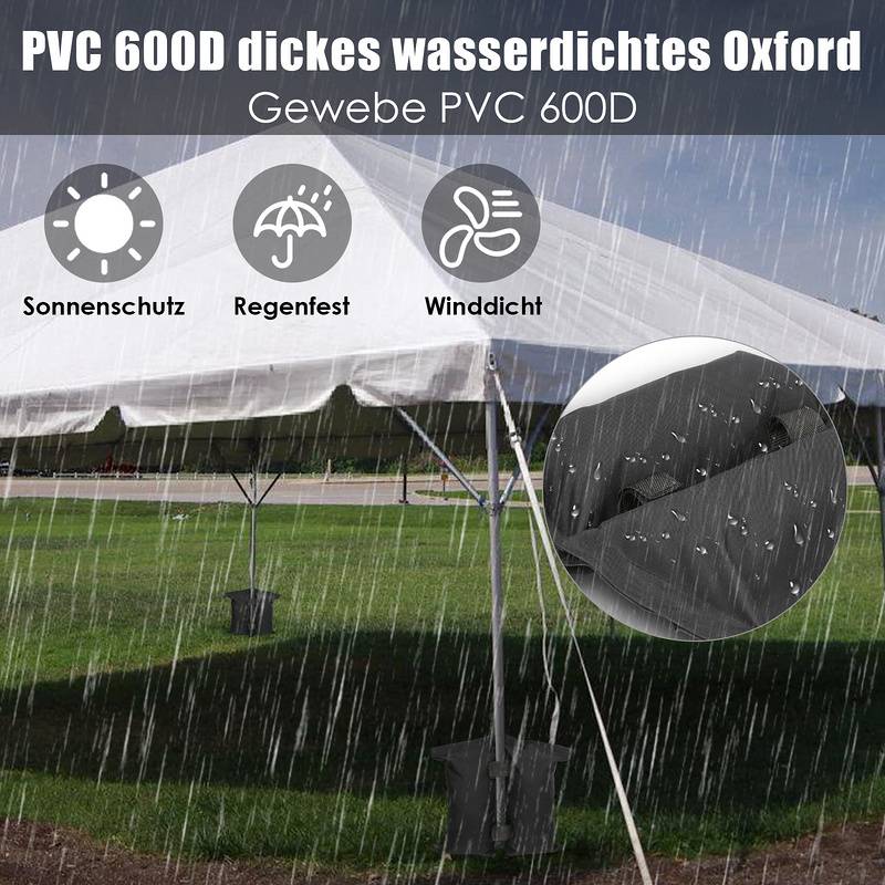 4X Pavillon Sandsäcke Standfuß Gewichte Set Waterproof schwarz – mit Sand, Splitt, Kies etc. befüllbar Füllvolumen pro Stück ca. 11.5 kg robust