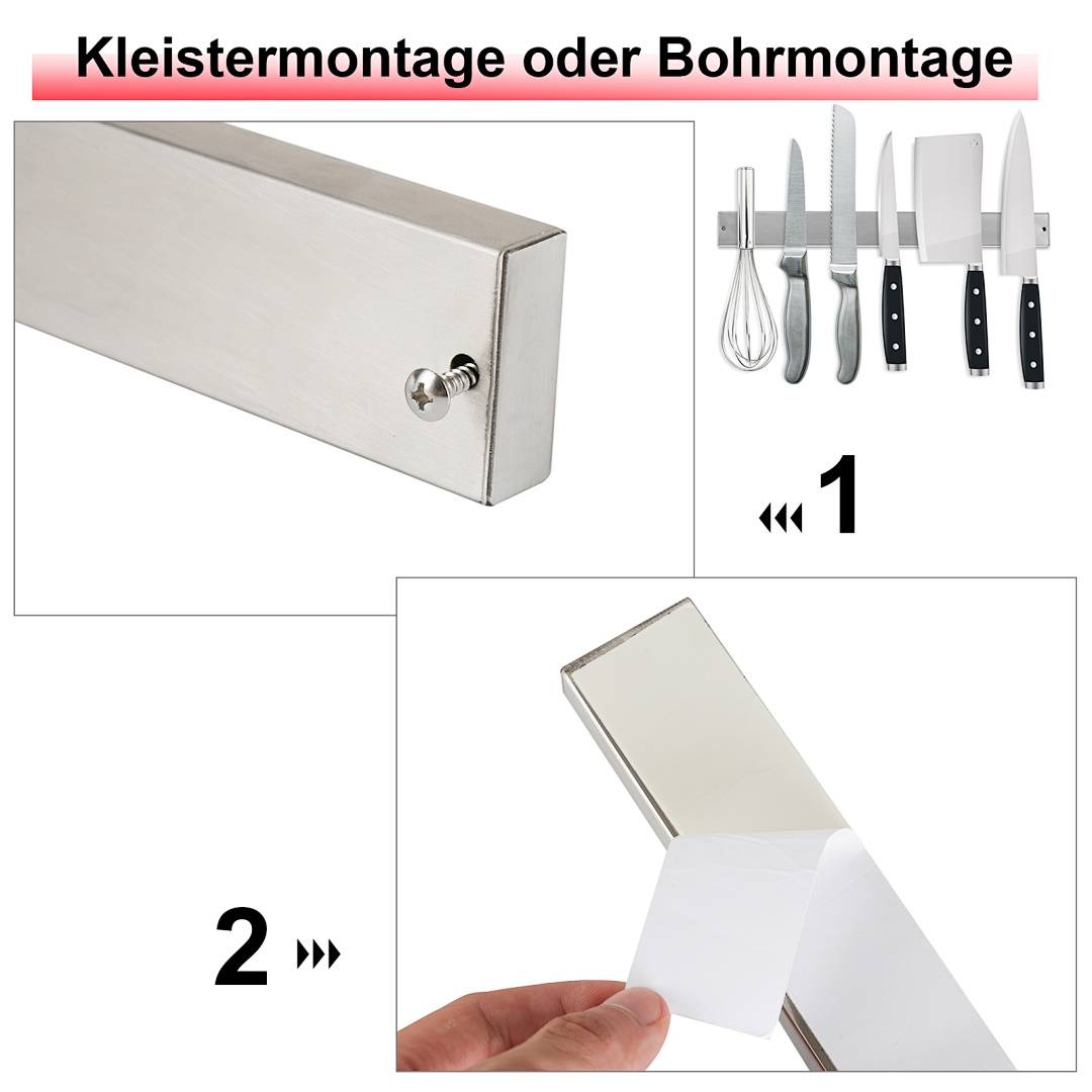 Magnetische Messerleiste Messerhalter Messerhalterung Messerblock Küchenmesser Messer Leiste Magnetisch Werkzeughalter Küchen aus Edelstahl 40cm 3x