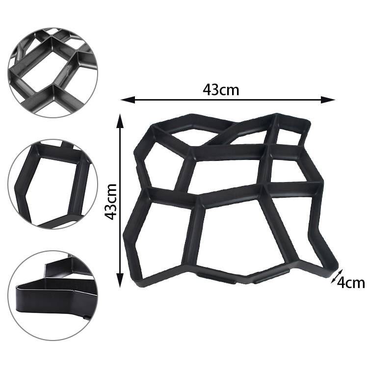 Pflasterform 3er-Set, 43x43x4cm, unregelmäßig Pflasterformen, Betonform Gehweg Form, Schalungsform für Garten, Terrasse