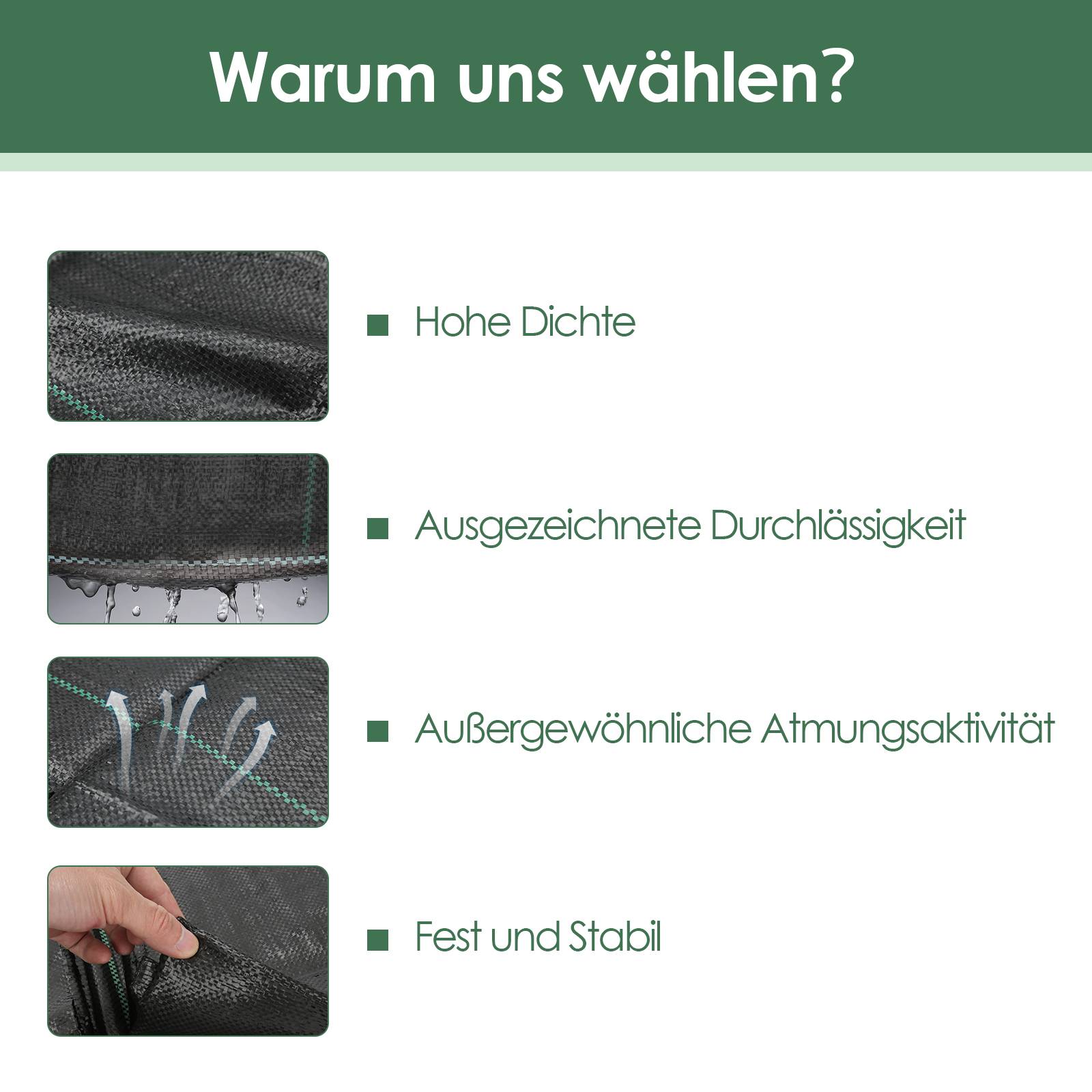 Unkrautvlies 100g/㎡ Unkrautfolie Wasserdurchlässig Unkrautflies für Garten Unkrautgewebe mit Nägel & Trennlinie 10m² Anti-Unkraut UV-beständig,