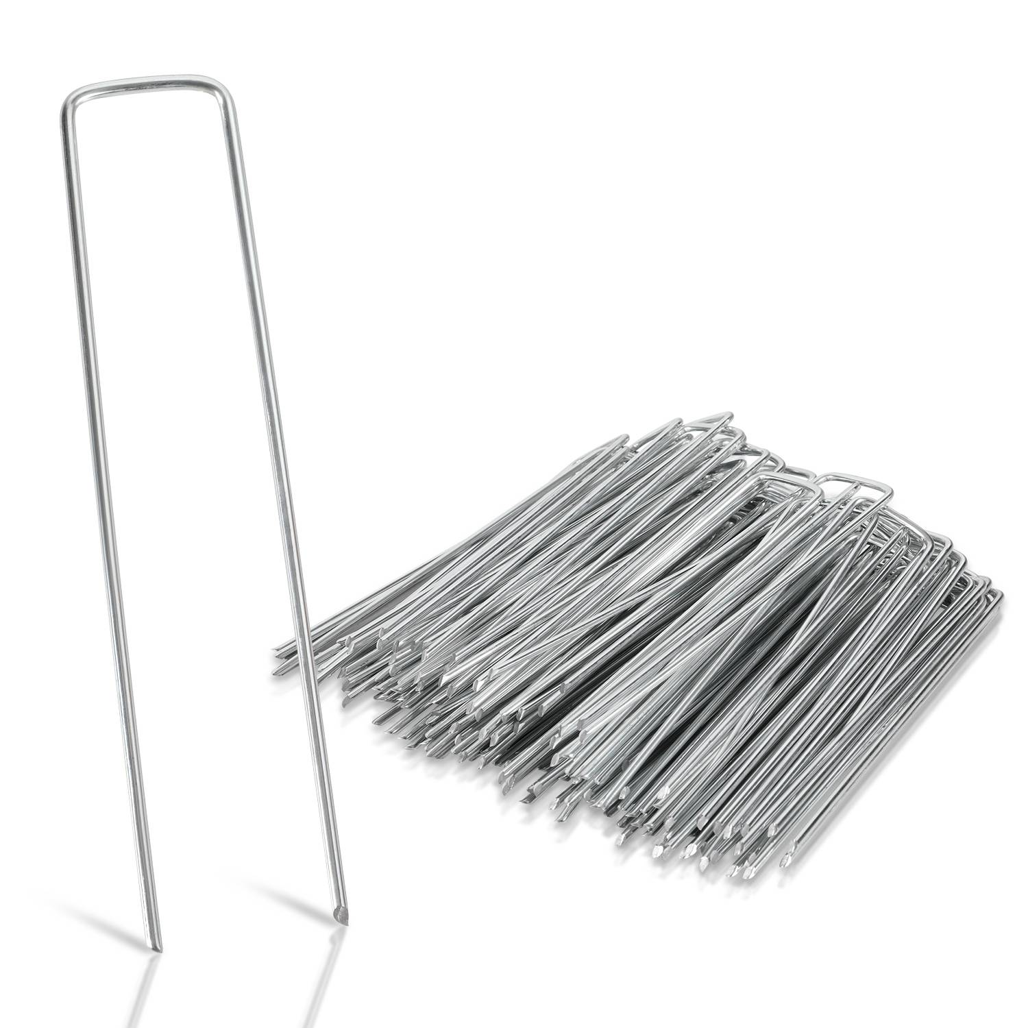Anti-Rost Erdanker Heringe Bodenanker 50 Stück, aus Verzinktem Stahl für Unkrautvlies, 150x25mm, Ø2.8mm, Angeschrägte Enden, Zum Einschlagen