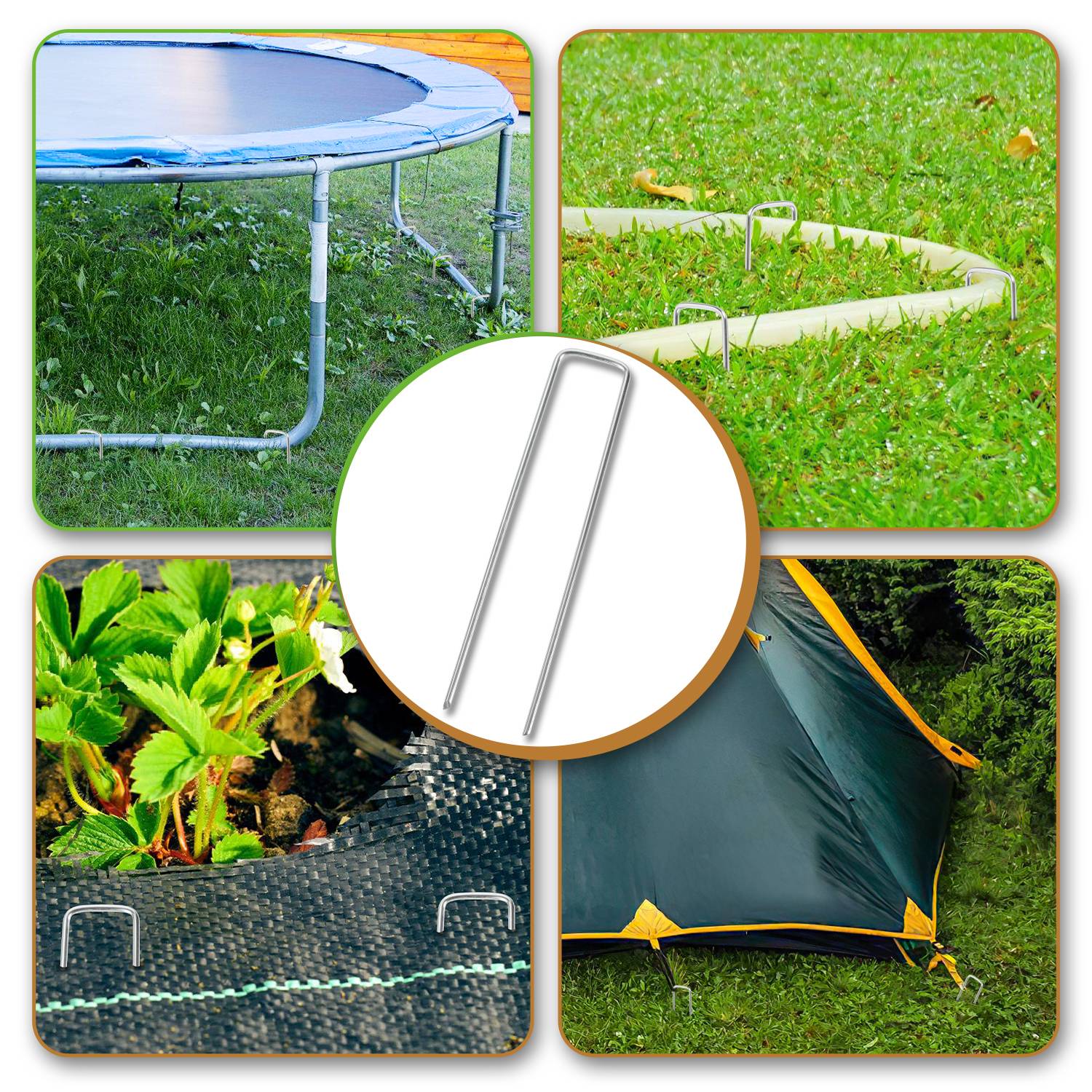 200x Erdanker 15cmx2,5cm Ø 2,8mm, Zeltheringe, Heringe, Befestigungsanker für Gartenvlies Unkrautvlies, Verzinkter Stahl